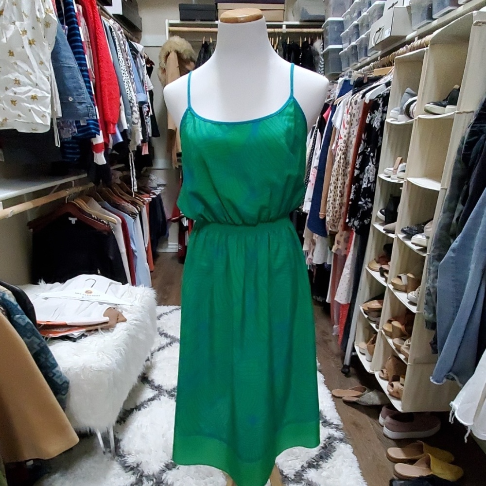 Loft Blue Green Sleeveless Dress